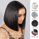 Double Drawn Bone Straight Bob Wig Pull & Go Glueless 6×5 Lace Raw Human Hair Wig - Image 10