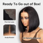 Double Drawn Bone Straight Bob Wig Pull & Go Glueless 6×5 Lace Raw Human Hair Wig - Image 8