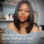 Double Drawn Bone Straight Bob Wig Pull & Go Glueless 6×5 Lace Raw Human Hair Wig - Image 6