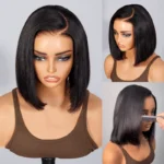 Double Drawn Bone Straight Bob Wig Pull & Go Glueless 6×5 Lace Raw Human Hair Wig - Image 9