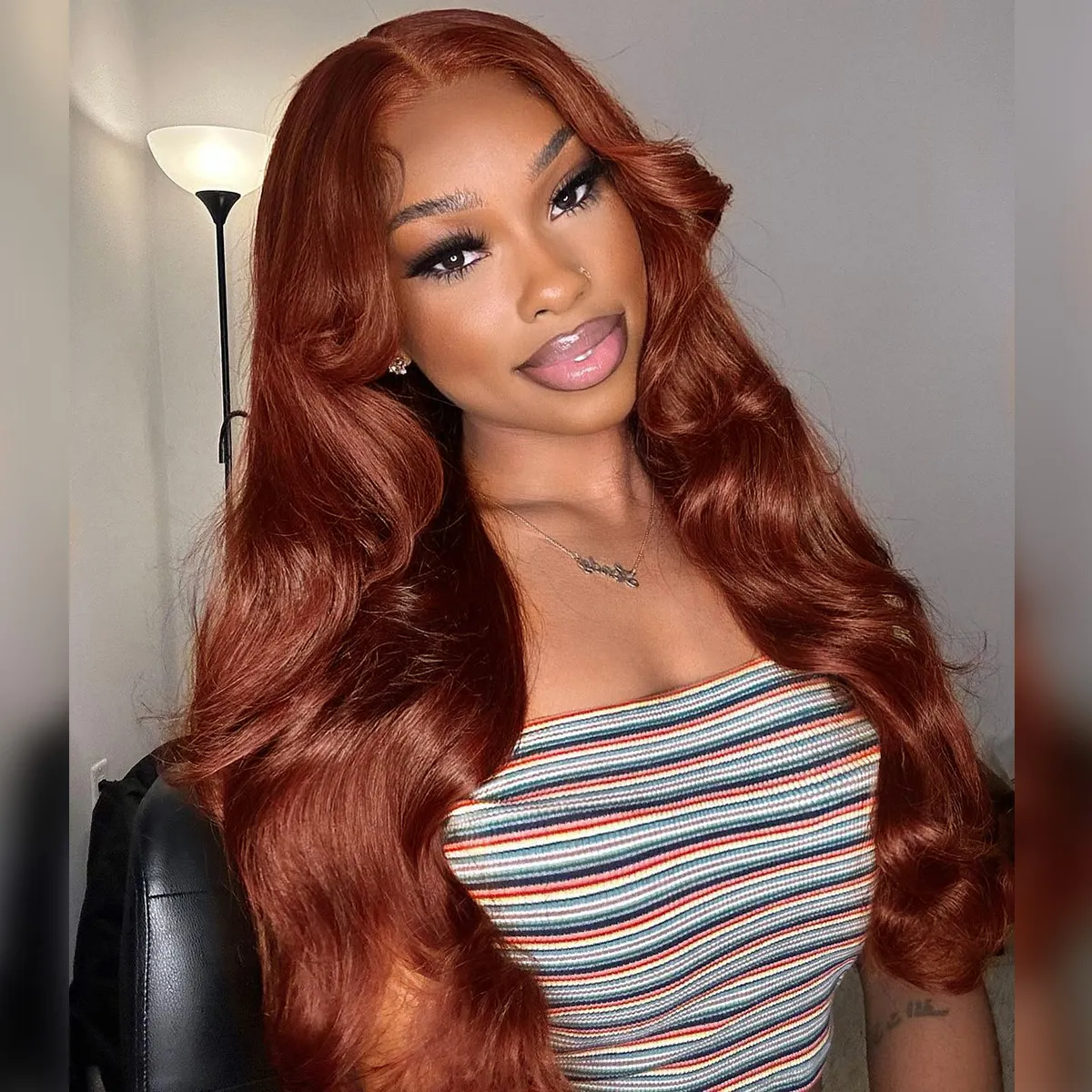 Reddish Brown #33 Body Wave 6×5 13×4 HD Lace Front Wig 180% Human Hair Wig Reddish Brown #33 Body Wave 6×5 13×4 HD Lace Front Wig 180% Human Hair Wig - Image 1