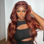 Reddish Brown #33 Body Wave 6×5 13×4 HD Lace Front Wig 180% Human Hair Wig - Image 4