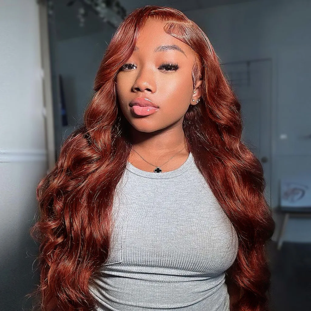 Put On & Go Reddish Brown Glueless Lace Closure Wig 6×5 Pre-Cut Lace Human Hair Wig Put On & Go Reddish Brown Glueless Lace Closure Wig 6×5 Pre-Cut Lace Human Hair Wig - Image 1