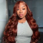 Put On & Go Reddish Brown Glueless Lace Closure Wig 6×5 Pre-Cut Lace Human Hair Wig - Image 2