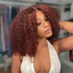 Kinky Curly Reddish Brown Glueless 6×5 HD Lace Wig Salon Quality Human Hair Wig 200% - Image 4