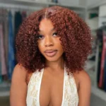 Kinky Curly Reddish Brown Glueless 6×5 HD Lace Wig Salon Quality Human Hair Wig 200% - Image 5