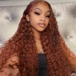 Reddish Brown Color Deep Wave HD Lace Front Wig Trendy Color - Image 3