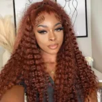 Reddish Brown Color Deep Wave HD Lace Front Wig Trendy Color - Image 4