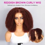 Kinky Curly Reddish Brown Glueless 6×5 HD Lace Wig Salon Quality Human Hair Wig 200% - Image 8