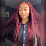 Burgundy Highlight With Dark Roots Straight 13×4 HD Lace Frontal Wigs - Image 3