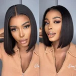 Super Double Drawn Bone Straight 2×6 Lace Bob Wig Raw Vietnamese Hair HD Lace Wig 220% - Image 12