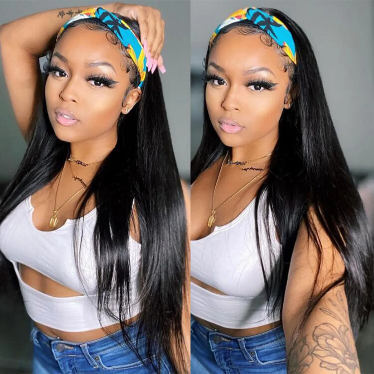 New Headband Wig Straight Human Hair Wigs 180% Density Beginner Friendly Half Wig New Headband Wig Straight Human Hair Wigs 180% Density Beginner Friendly Half Wig - Image 1