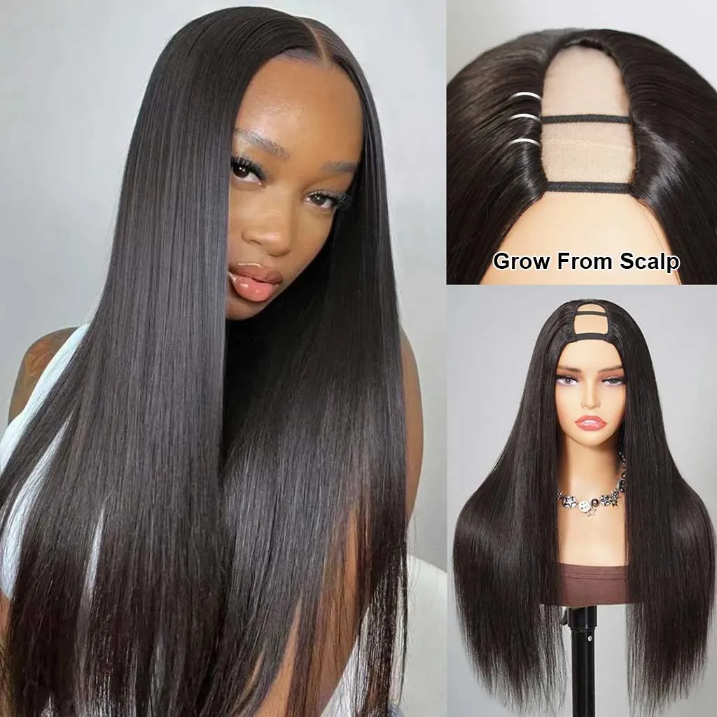 Straight U Part Wigs & V Part Wigs Human Hair Wigs Scalp Look 180% Straight U Part Wigs & V Part Wigs Human Hair Wigs Scalp Look 180% - Image 1