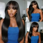 Wear Go Glueless Straight Pre-Cut 6×5 Lace Wigs with Bangs 180% - Image 6