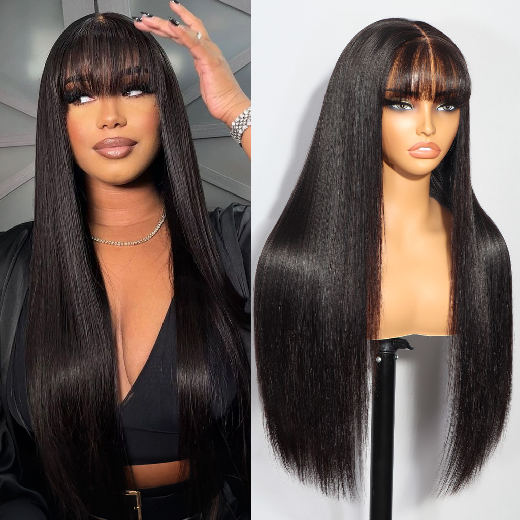 Wear Go Glueless Straight Pre-Cut 6×5 Lace Wigs with Bangs 180% Wear Go Glueless Straight Pre-Cut 6×5 Lace Wigs with Bangs 180% - Image 1