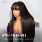 Wear Go Glueless Straight Pre-Cut 6×5 Lace Wigs with Bangs 180% - Image 4