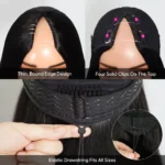 Ombre Brown Yaki Straight V Part Wig Minimal Leave Out Natural Scalp Human Hair Wig - Image 11