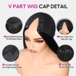 Ombre Brown Yaki Straight V Part Wig Minimal Leave Out Natural Scalp Human Hair Wig - Image 9