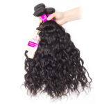 3 Bundles With Closure Water Wave Human Hair Weave Bundles With Closure Natural Color - Image 3