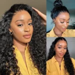 Pull Go Drawstring 360 Lace Frontal Wigs Water Wave Pre-Bleached Knots Human Hair Wigs - Image 14