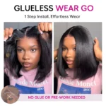 Yaki Straight Glueless Bob Wig 6×5 Pre-Cut HD Lace Bleached Knots Put On & Go - Image 6