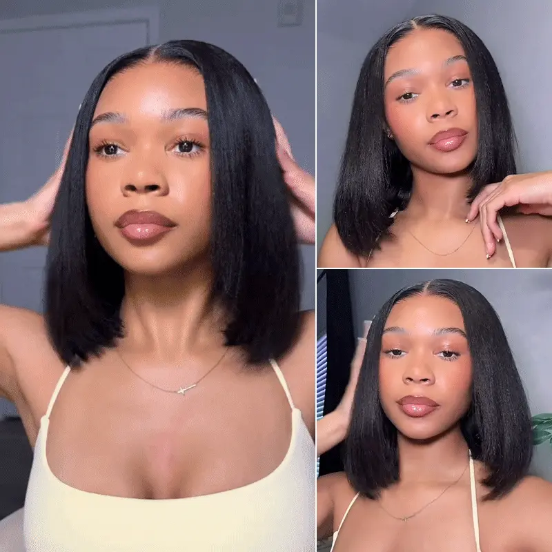 Yaki Straight Glueless Bob Wig 6×5 Pre-Cut HD Lace Bleached Knots Put On & Go Yaki Straight Glueless Bob Wig 6×5 Pre-Cut HD Lace Bleached Knots Put On & Go - Image 1