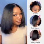 Yaki Straight Glueless Bob Wig 6×5 Pre-Cut HD Lace Bleached Knots Put On & Go - Image 4
