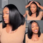 Yaki Straight Glueless Bob Wig 6×5 Pre-Cut HD Lace Bleached Knots Put On & Go - Image 2
