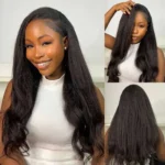 Yaki Straight Half Wig Glueless Human Hair Wig 3 IN 1 Quick Install - Image 9