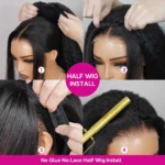 Yaki Straight Half Wig Glueless Human Hair Wig 3 IN 1 Quick Install - Image 6