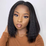 Yaki U Part Bob Wig 100% Human Hair Kinky Straight Short Wig 180% Density Quick Easy Install - Image 6