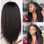 Kinky Straight V Part Wig Human Hair Super Natural Protective Style 180% Density - Image 5