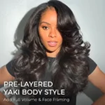 Yaki Body Wave Half Wig Pre Style Layered 100% Human Hair Pull Go with Adjustable Drawstring - Image 3