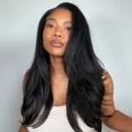Yaki Straight 3 IN 1 Half Wig Glueless Install 100% Human Hair Drawstring Flip Over Wig - Image 4
