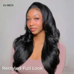 Yaki Straight 3 IN 1 Half Wig Glueless Install 100% Human Hair Drawstring Flip Over Wig - Image 9
