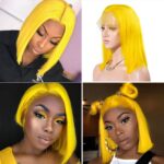 Colorful Straight Bob 13×4 Lace Front Wig Blue Orange Pink Green Grey Yellow Color - Image 6