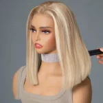 Blonde Highlight Color Bob Human Hair 6×5 13×6 HD Lace Glueless Wig P16/613 Pre Bleached & Plucked - Image 2