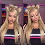 Cozy Blonde Color Straight Human Hair Barbie 13×4 HD Lace Frontal Wig Pre Plucked Hairline