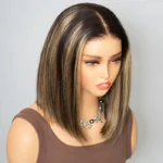 Balayage Highlight Color Straight Bob Wig 6×5 Wear Go Glueless 100% Human Hair Wig 180% Density - Image 4