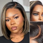 Balayage Highlight Color Straight Bob Wig 6×5 Wear Go Glueless 100% Human Hair Wig 180% Density - Image 2