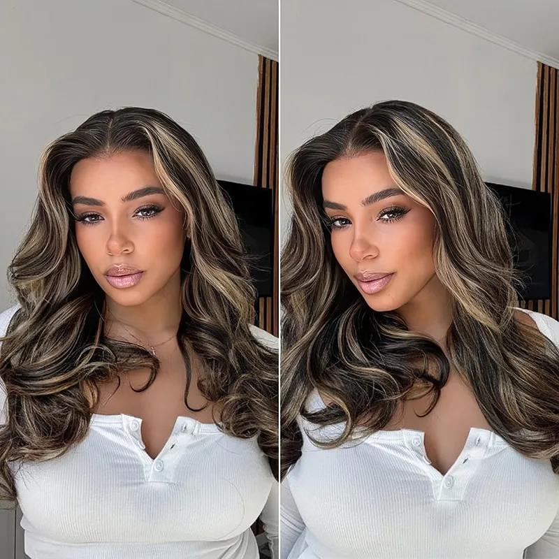 Blonde Highlight Loose Body Wave Glueless 6×5 Closure Pre-Cut Lace Wig Balayage Color 200% Density Blonde Highlight Loose Body Wave Glueless 6×5 Closure Pre-Cut Lace Wig Balayage Color 200% Density - Image 1