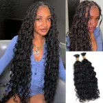 Beach Curly Bulk Human Hair Extension Boho Wet and Wavy Braiding Hair 1/2/3 Packs - Image 2