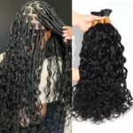Beach Curly Bulk Human Hair Extension Boho Wet and Wavy Braiding Hair 1/2/3 Packs - Image 5