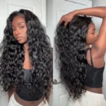 Beach Curly Wear Go Half Wig 100% Human Hair With Elastic Drawstring Seamless Flip Over Wig