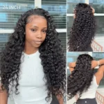 Beach Curly Wear Go Half Wig 100% Human Hair With Elastic Drawstring Seamless Flip Over Wig - Image 3
