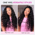 Beach Curly Wear Go Half Wig 100% Human Hair With Elastic Drawstring Seamless Flip Over Wig - Image 4