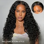 Real HD Lace Beach Curly 8×6 Glueless Natural Wavy Wave Human Hair Wig Vacation Style - Image 2