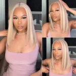 Blonde Highlight Color Bob Human Hair 6×5 13×6 HD Lace Glueless Wig P16/613 Pre Bleached & Plucked