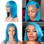Colorful Straight Bob 13×4 Lace Front Wig Blue Orange Pink Green Grey Yellow Color - Image 2