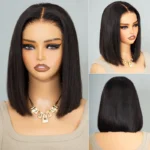 Short Bob Wigs Brazilian Straight 6×5 13×4 HD Lace Frontal Human Hair Wigs 180% Density - Image 3